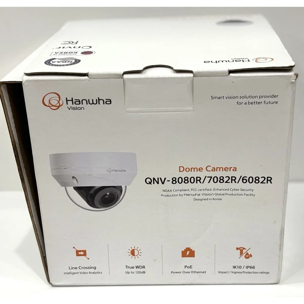 Hanwha Vision QNV-8080R 5MP PoE Network Dome Camera IP66 IK10 Open Box